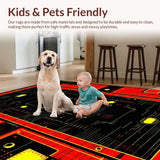 Ultra Soft Area Rug, Non Slip, Stain Resistant, Washable Area Rugs for Living Room, Bedroom, Sleek Futuristic Patterned Design(Red)