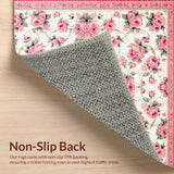Ultra Soft Area Rug, Non Slip, Stain Resistant, Washable Area Rugs for Living Room, Bedroom, Delicate Rustic Floral Harmony(Pink)