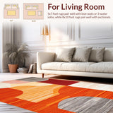 Ultra Soft Area Rug, Non Slip, Stain Resistant, Washable Area Rugs for Living Room, Bedroom, Luxurious Contemporary Geometric Motif(Red)