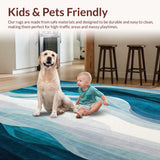Ultra Soft Area Rug, Non Slip, Stain Resistant, Washable Area Rugs for Living Room, Bedroom, Coastal Breeze Area Rug Grey & Blue Washable Carpet(Blue)