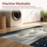 Ultra Soft Area Rug, Non Slip, Stain Resistant, Washable Area Rugs for Living Room, Bedroom, Mystic Sun and Crescent Moon Rug with Zodiac Constellation and Tarot Geometry(Gray)