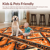 Ultra Soft Area Rug, Non Slip, Stain Resistant, Washable Area Rugs for Living Room, Bedroom, Boho Burnt Orange Living Room Stain-Resistant Rug(Orange)