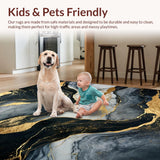 Ultra Soft Area Rug, Non Slip, Stain Resistant, Washable Area Rugs for Living Room, Bedroom, Sophisticated Curved Pattern Design(Black)