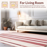 Ultra Soft Area Rug, Non Slip, Stain Resistant, Washable Area Rugs for Living Room, Bedroom, Boho Striped(Pink)