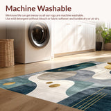 Ultra Soft Area Rug, Non Slip, Stain Resistant, Washable Area Rugs for Living Room, Bedroom, Sleek Gold and Gray Tiled Motif(Gold)