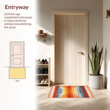 Ultra Soft Area Rug, Non Slip, Stain Resistant, Washable Area Rugs for Living Room, Bedroom, Contemporary Colorful Ogee Pattern(Orange)