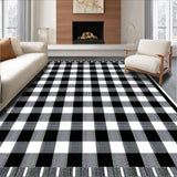 Ultra Soft Area Rug, Non Slip, Stain Resistant, Washable Area Rugs for Living Room, Bedroom, Classic Checkered Black and White Nursery Rug(Black)