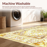 Ultra Soft Area Rug, Non Slip, Stain Resistant, Washable Area Rugs for Living Room, Bedroom, Eclectic Tiled Beauty(Gold)