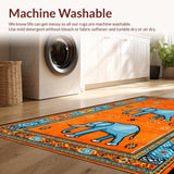 Ultra Soft Area Rug, Non Slip, Stain Resistant, Washable Area Rugs for Living Room, Bedroom, Charming Color Splash Medallion(Orange)