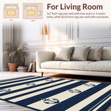 Ultra Soft Area Rug, Non Slip, Stain Resistant, Washable Area Rugs for Living Room, Bedroom, Classic Maritime Anchor Pattern(Blue)
