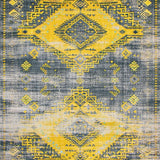 Ultra Soft Area Rug, Non Slip, Stain Resistant, Washable Area Rugs for Living Room, Bedroom, Elegant Vintage Tribal Motif(Yellow)