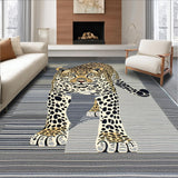 Ultra Soft Area Rug, Non Slip, Stain Resistant, Washable Area Rugs for Living Room, Bedroom, Minimalist Grey Animal Motif(Black)