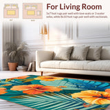 Ultra Soft Area Rug, Non Slip, Stain Resistant, Washable Area Rugs for Living Room, Bedroom, Stylish Contemporary Nature-Inspired Arrangement(Orange)