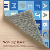 Ultra Soft Area Rug, Non Slip, Stain Resistant, Washable Area Rugs for Living Room, Bedroom, Playful Alphabetic Blue Tones(Blue)