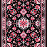 Ultra Soft Area Rug, Non Slip, Stain Resistant, Washable Area Rugs for Living Room, Bedroom, Artful Earthy Floral Fusion(Black)