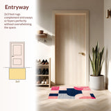 Ultra Soft Area Rug, Non Slip, Stain Resistant, Washable Area Rugs for Living Room, Bedroom, Geometric Blush Pink Kids Playroom Runner(Pink)