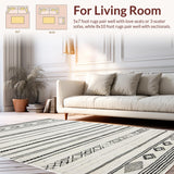 Ultra Soft Area Rug, Non Slip, Stain Resistant, Washable Area Rugs for Living Room, Bedroom, Rustic Tiled Pattern Aesthetic(Black)