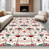 Ultra Soft Area Rug, Non Slip, Stain Resistant, Washable Area Rugs for Living Room, Bedroom, Gothic Mushroom Patterned Elegance(Red)