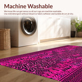 Ultra Soft Area Rug, Non Slip, Stain Resistant, Washable Area Rugs for Living Room, Bedroom, Trendy Zebra-Inspired Graphic Motif(Pink)