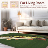 Ultra Soft Area Rug, Non Slip, Stain Resistant, Washable Area Rugs for Living Room, Bedroom, Whimsical Outdoor Fishing Theme Décor(Green)