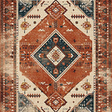 Ultra Soft Area Rug, Non Slip, Stain Resistant, Washable Area Rugs for Living Room, Bedroom, Warm Rust Geometric Artistry(Brown)