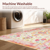 Ultra Soft Area Rug, Non Slip, Stain Resistant, Washable Area Rugs for Living Room, Bedroom, Radiant Pastel Lace Motif(Yellow)