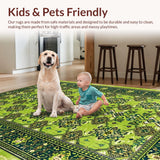 Ultra Soft Area Rug, Non Slip, Stain Resistant, Washable Area Rugs for Living Room, Bedroom, Distressed Vintage Living Room Non-Shedding Rug(Green)