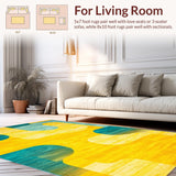 Ultra Soft Area Rug, Non Slip, Stain Resistant, Washable Area Rugs for Living Room, Bedroom, Soft Microfiber Artistic Expression(Yellow)