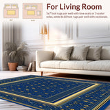 Ultra Soft Area Rug, Non Slip, Stain Resistant, Washable Area Rugs for Living Room, Bedroom, Modern Loom Geometric Area(Blue)