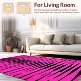 Ultra Soft Area Rug, Non Slip, Stain Resistant, Washable Area Rugs for Living Room, Bedroom, Vibrant Graphic Zebra Pattern(Pink)