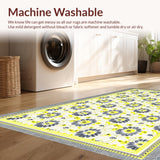 Ultra Soft Area Rug, Non Slip, Stain Resistant, Washable Area Rugs for Living Room, Bedroom, Subtle Earthy Floral Elegance(White)