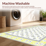 Ultra Soft Area Rug, Non Slip, Stain Resistant, Washable Area Rugs for Living Room, Bedroom, Rustic Gray and White Petals(Yellow)