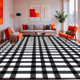Ultra Soft Area Rug, Non Slip, Stain Resistant, Washable Area Rugs for Living Room, Bedroom, Checkerboard Kitchen Mat(Black)