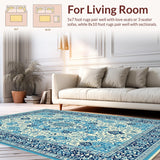 Ultra Soft Area Rug, Non Slip, Stain Resistant, Washable Area Rugs for Living Room, Bedroom, Hand-Tufted Oushak Bedroom Meditation Carpet(Blue)