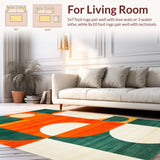Ultra Soft Area Rug, Non Slip, Stain Resistant, Washable Area Rugs for Living Room, Bedroom, Luxurious Tiled Patterned Aesthetic(Orange)