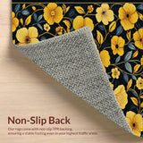 Ultra Soft Area Rug, Non Slip, Stain Resistant, Washable Area Rugs for Living Room, Bedroom, Lively Textured Floral Elegance(Yellow)