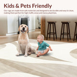 Ultra Soft Area Rug, Non Slip, Stain Resistant, Washable Area Rugs for Living Room, Bedroom, Modern Geo Wave Area Neutral Abstract Design(Beige)