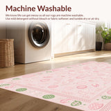 Ultra Soft Area Rug, Non Slip, Stain Resistant, Washable Area Rugs for Living Room, Bedroom, Lively Bunny and Floral Fusion(Pink)