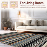 Ultra Soft Area Rug, Non Slip, Stain Resistant, Washable Area Rugs for Living Room, Bedroom, Elegant Geometric Contrast Design(Black)