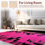 Ultra Soft Area Rug, Non Slip, Stain Resistant, Washable Area Rugs for Living Room, Bedroom, Vibrant Animal Motif Chic(Pink)
