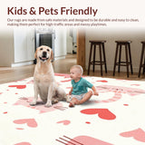 Ultra Soft Area Rug, Non Slip, Stain Resistant, Washable Area Rugs for Living Room, Bedroom, Kawaii Feline Welcome Area Featuring Smiling Cat and Cheerful Script Design(White)
