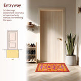 Ultra Soft Area Rug, Non Slip, Stain Resistant, Washable Area Rugs for Living Room, Bedroom, Dynamic Artisan Woven Palette(Orange)