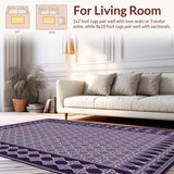 Ultra Soft Area Rug, Non Slip, Stain Resistant, Washable Area Rugs for Living Room, Bedroom, Vibrant Diamond Grid Aesthetic(Purple)