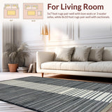 Ultra Soft Area Rug, Non Slip, Stain Resistant, Washable Area Rugs for Living Room, Bedroom, Classic Striped Area Rug(Black)