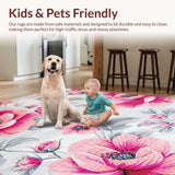 Ultra Soft Area Rug, Non Slip, Stain Resistant, Washable Area Rugs for Living Room, Bedroom, Trendy Symmetrical Modern Motif(Pink)