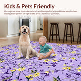 Ultra Soft Area Rug, Non Slip, Stain Resistant, Washable Area Rugs for Living Room, Bedroom, Pastel Purple Trellis Inspired Decor(Purple)
