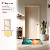 Ultra Soft Area Rug, Non Slip, Stain Resistant, Washable Area Rugs for Living Room, Bedroom, Tropical Surfboard Patterned Rug with Vibrant Wave Motifs and Sunset Hues(Orange)