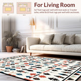 Ultra Soft Area Rug, Non Slip, Stain Resistant, Washable Area Rugs for Living Room, Bedroom, Rustic Tasseled Graphic Pattern(Red)