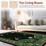 Ultra Soft Area Rug, Non Slip, Stain Resistant, Washable Area Rugs for Living Room, Bedroom, Rustic Zodiac-Inspired Art Design(Black)