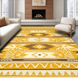 Ultra Soft Area Rug, Non Slip, Stain Resistant, Washable Area Rugs for Living Room, Bedroom, Warm Earth Tones with Tribal Flair(Yellow)
